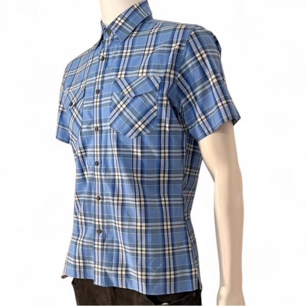 Banana Republic Mens Blue Plaid Short Sleeve Button Down Shirt Small Bella Blue - Picture 3 of 6